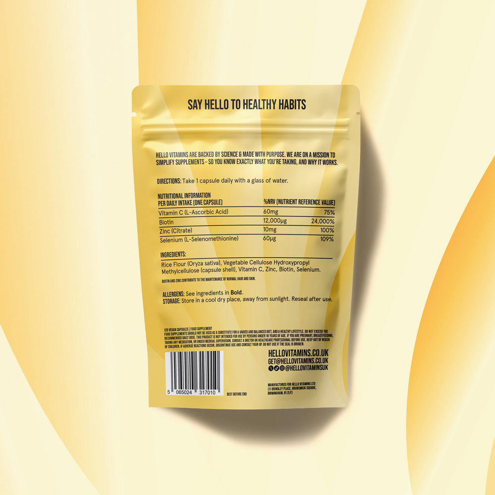 Biotin 12,000ug + SELENIUM 60ug + VITAMIN C 60mg + ZINC 10mg