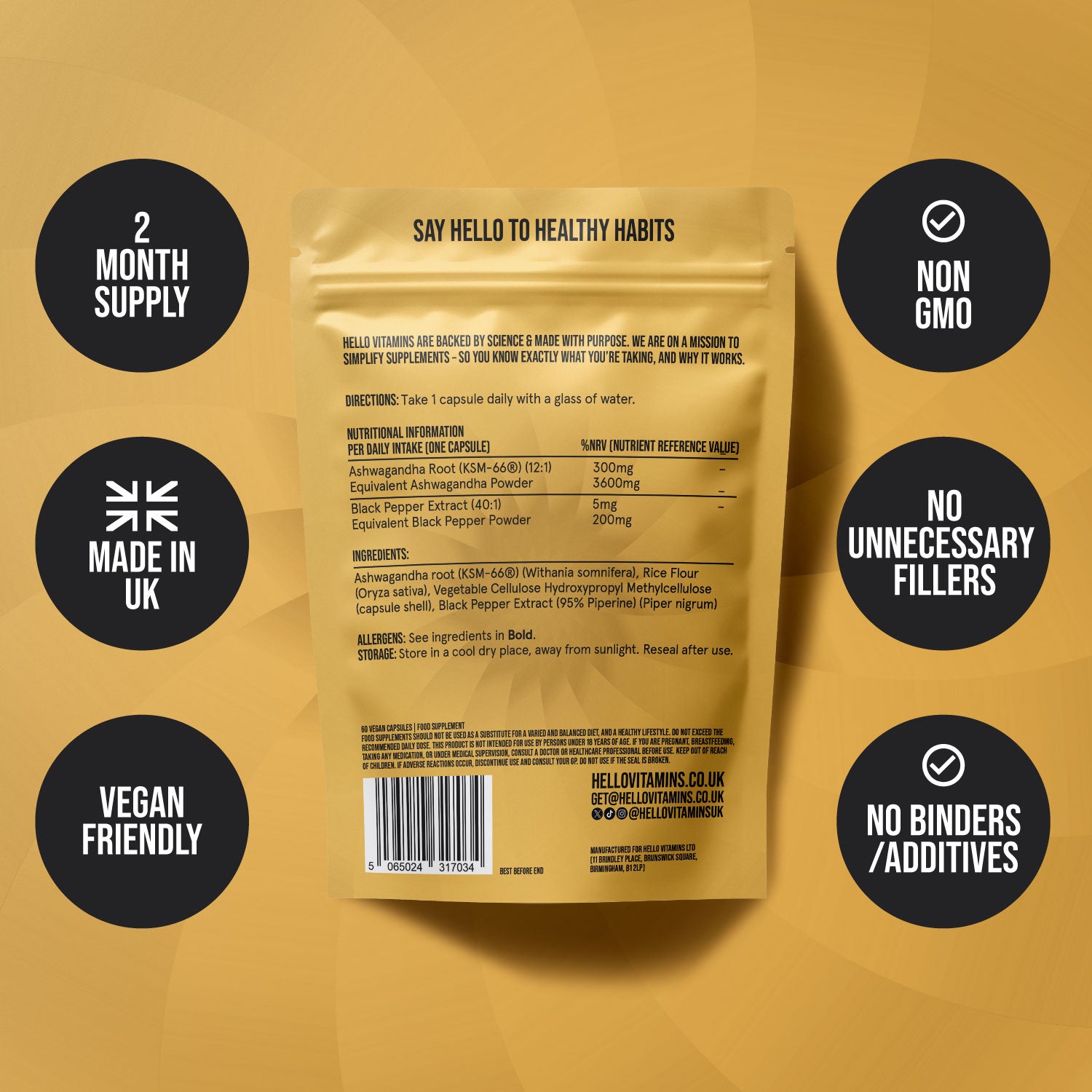 Ashwagandha KSM-66 3600mg + BLACK PEPPER 200mg